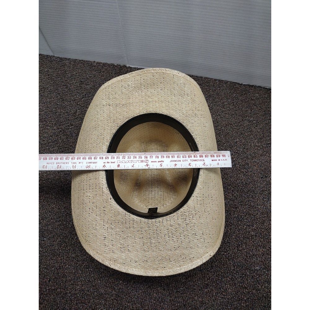 Vintage Texas Style Comanche Straw Cowboy Hat with Feathers USA 6 7/8 MX 55 80's - Picture 12 of 12
